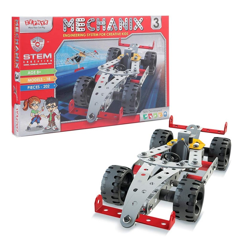 ZEPHYR Mechanix - 3 DIY STEAM Educational Toy, Building and Construction Set for Boys and Girls Age 7+ Years - Image 1